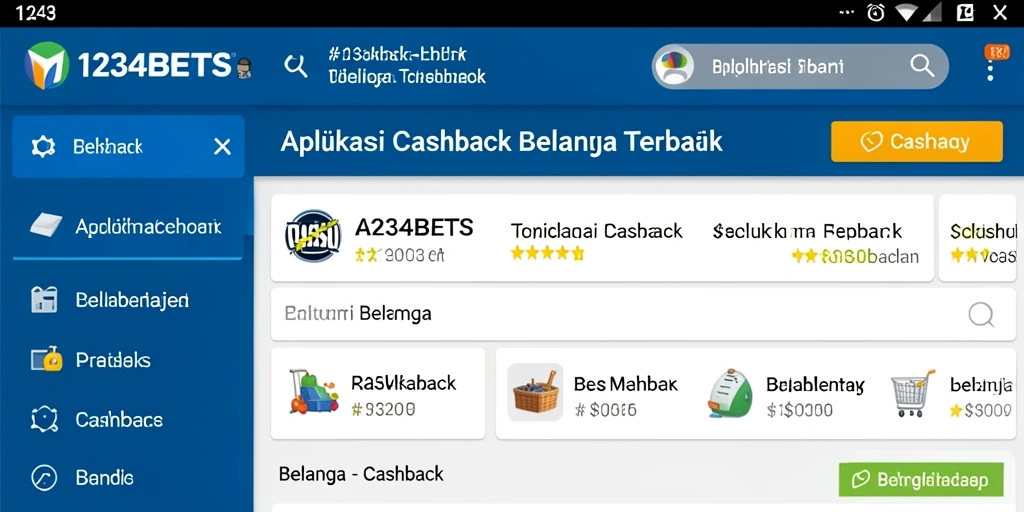 Tampilan antarmuka 1234BETS menampilkan berbagai penawaran cashback menarik.