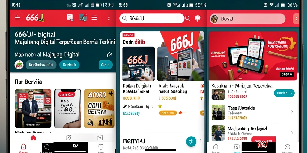 Screenshot utama 666J menampilkan antarmuka aplikasi Majalah Digital yang modern.