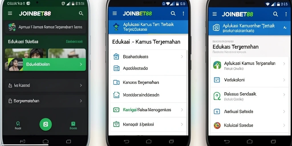 Screenshot JOINBET88 menampilkan antarmuka Kamus Terjemahan yang menarik dan informatif.