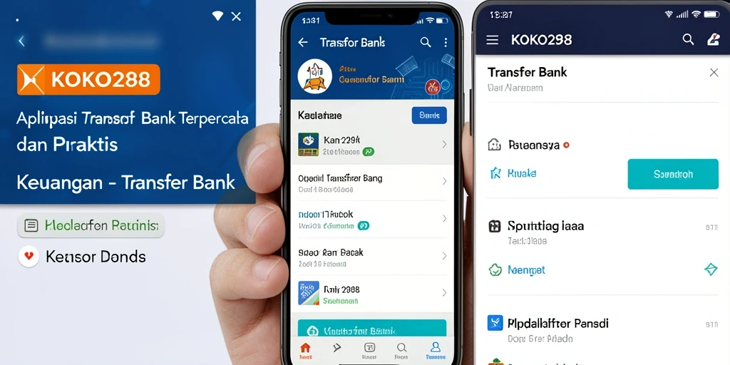 Tampilan utama aplikasi KOKO288 dengan fitur Transfer Bank.