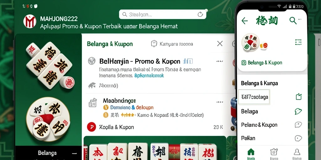 Tampilan antarmuka aplikasi MAHJONG222 dengan fitur Promo & Kupon terbaru.