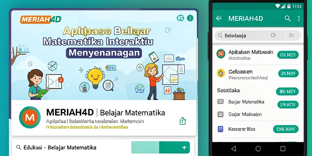 Antarmuka aplikasi MERIAH4D yang interaktif untuk belajar matematika.