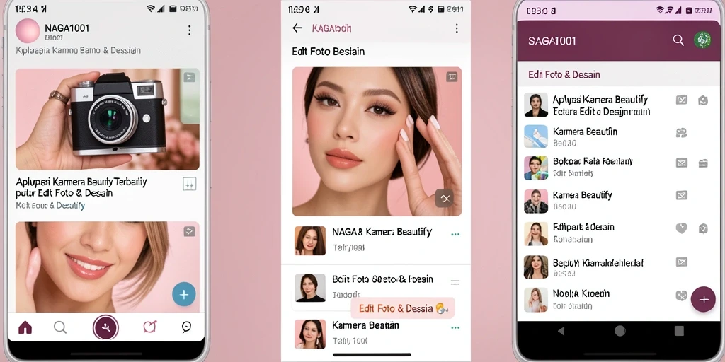 Tampilan antarmuka NAGA1001 dengan berbagai fitur Kamera Beautify.