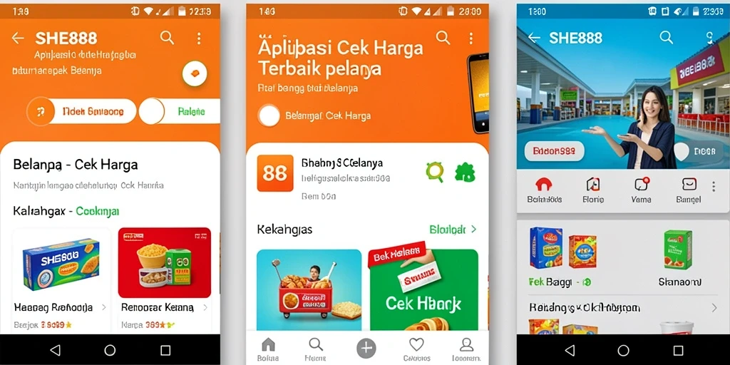 Antarmuka aplikasi SHE888 untuk cek harga produk.