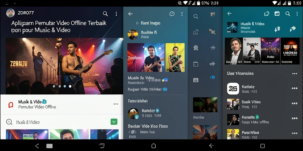 Antarmuka ZORO77 yang user-friendly saat memutar video offline.